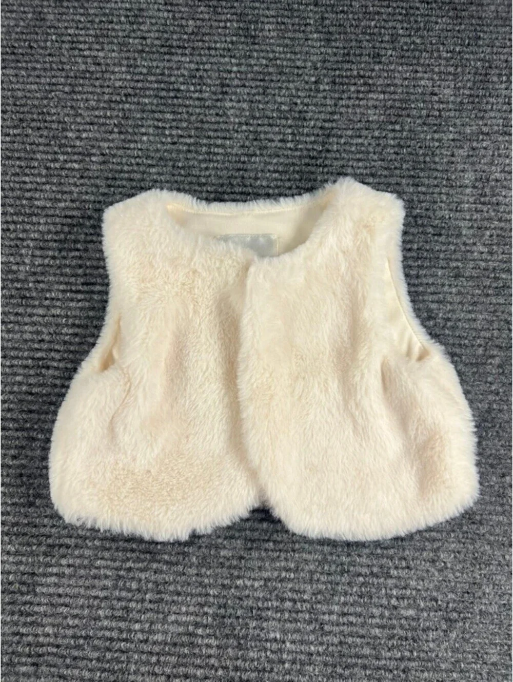 Rare Editions Girls 2T Dusty Pink Long Sleeve Dress with Cream Faux Fur Vest